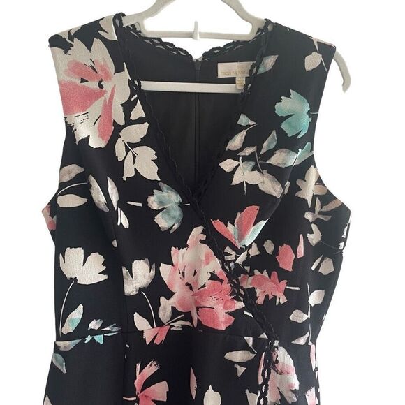 Dress The Population Black Floral Asymmetrical Dress Women’s Sz Large Cocktail - Picture 3 of 7